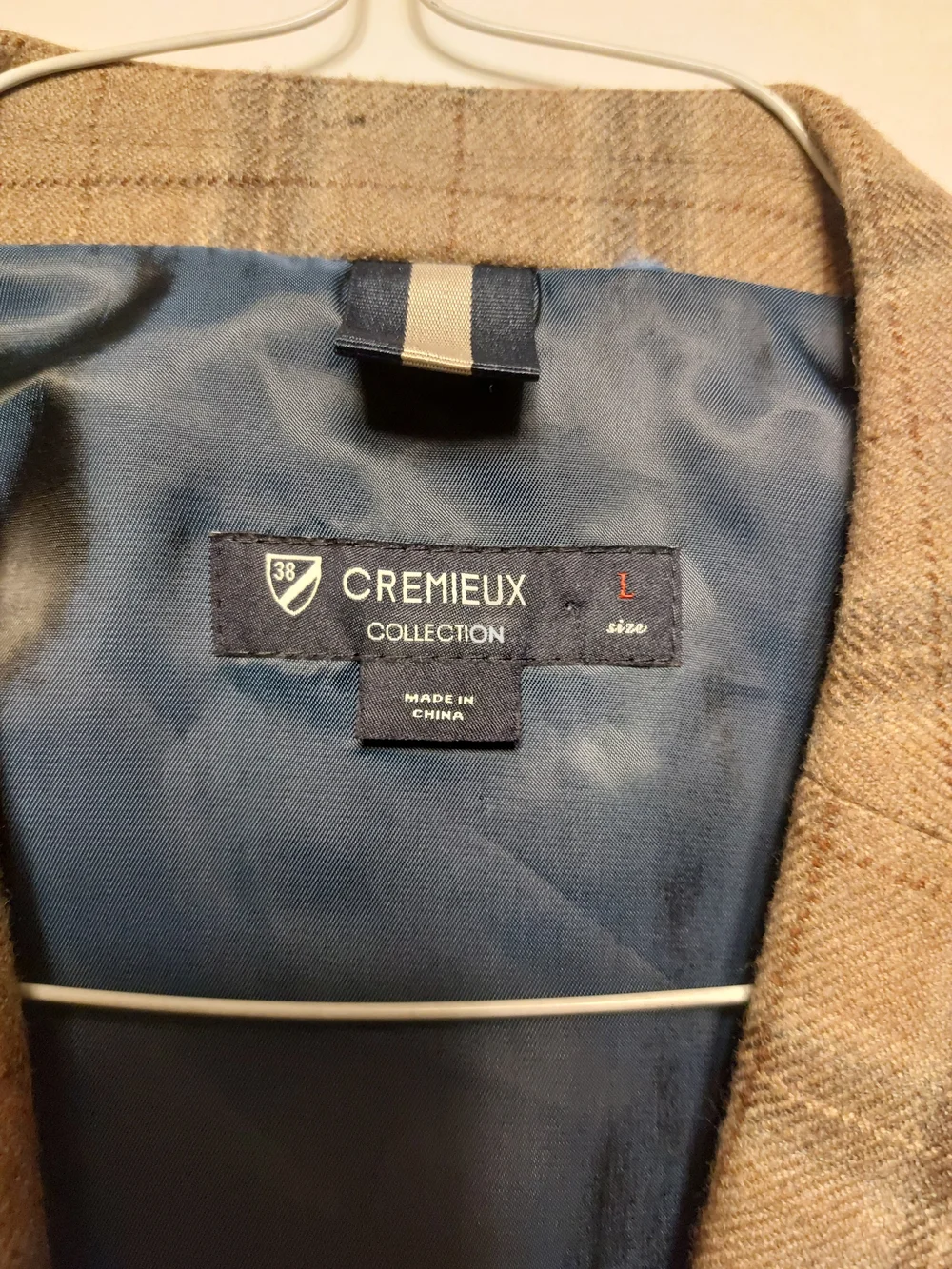 Daniel Cremieux Tan Plaid Sport Coat with Brown Elbow Patches
